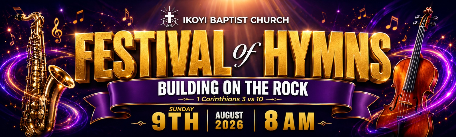 Ikoyi Baptist Church — Festival of Hymns: Building on The Rock (1 Corinthians 3 vs 10). Sunday 9th August 2026, 8 AM.